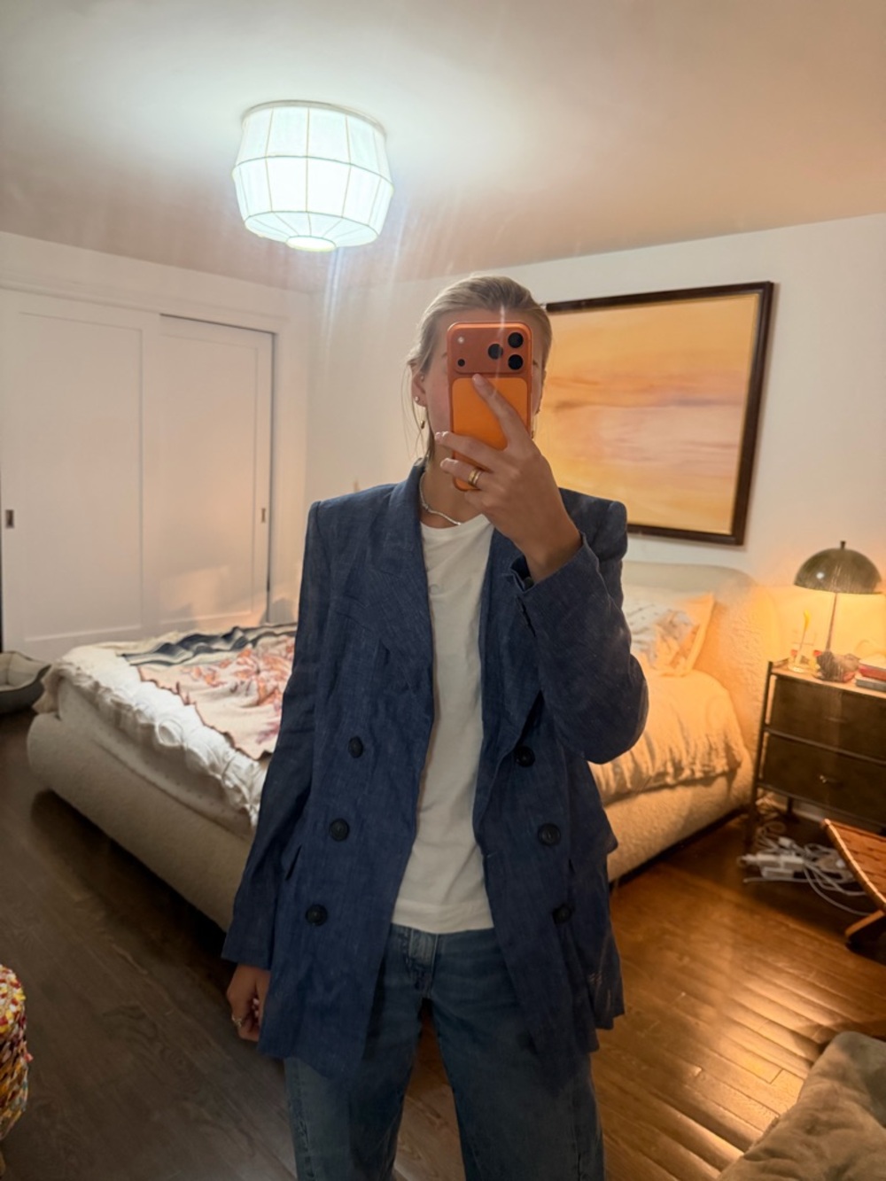 Isabel Marant Étoile Two-Tone Navy and Cream Linen Blazer